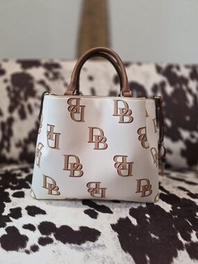 Dooney & Bourke White Satchel with Tan DB Monogram